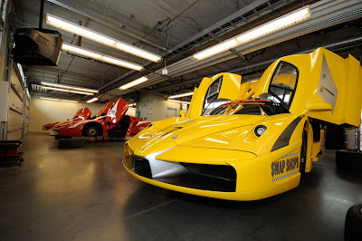 Yellow Ferrari FXX Engine service after race