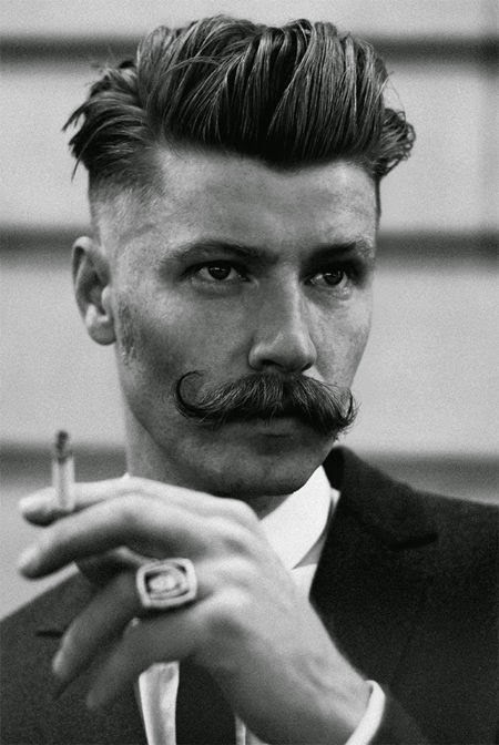 Undercut Hairstyle Men and Handlebar Mustache Undercut Hairstyle Men and Handlebar Mustache