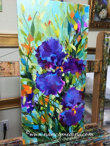 http://www.nancymedina.com/available-paintings/signs-of-spring-purple-iris