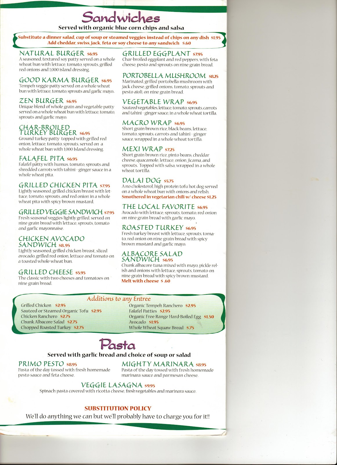 Nature S Grill Ventura Menu Nature S Grill Ventura Menu
