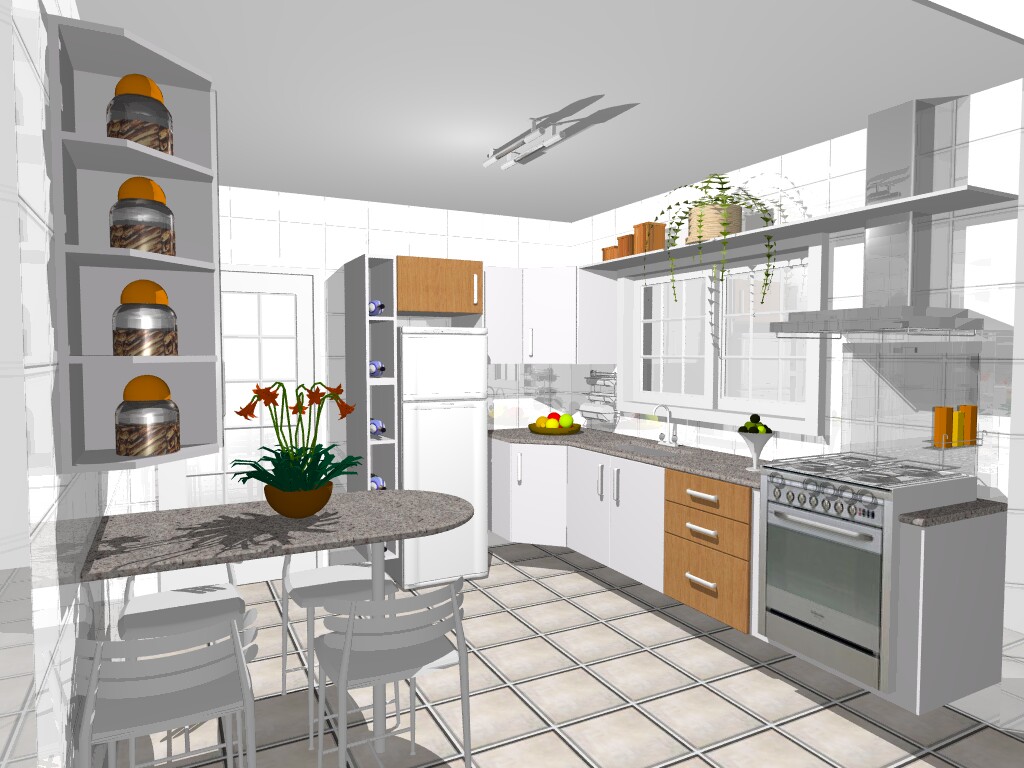 #6E4824 CASA COM DETALHES: PROJETOS CAD E PROMOB 1024x768 px Projetos De Cozinha Sketchup #411 imagens
