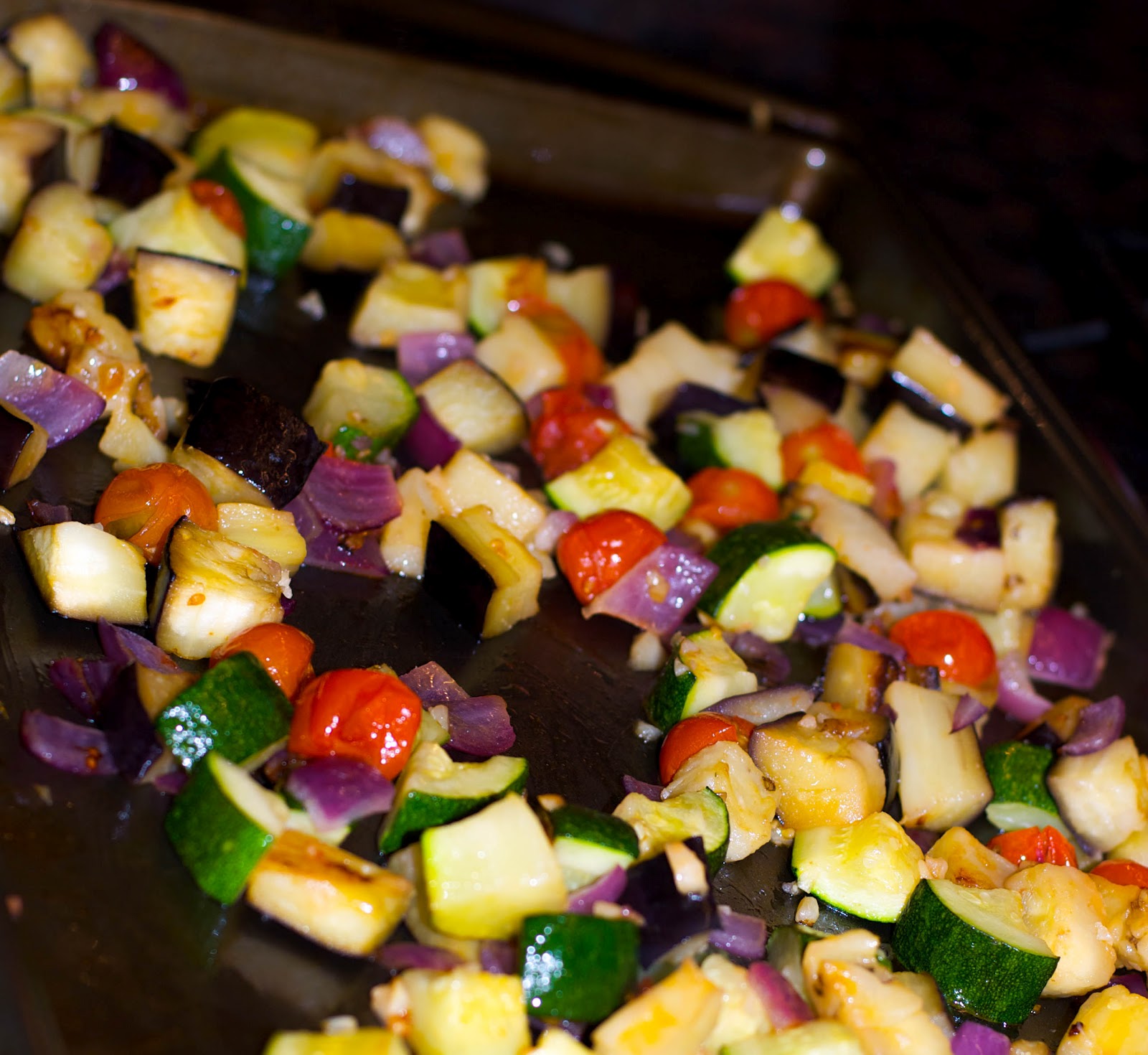 Carrie's Experimental Kitchen Roasted Garden Vegetable Saffron Baked