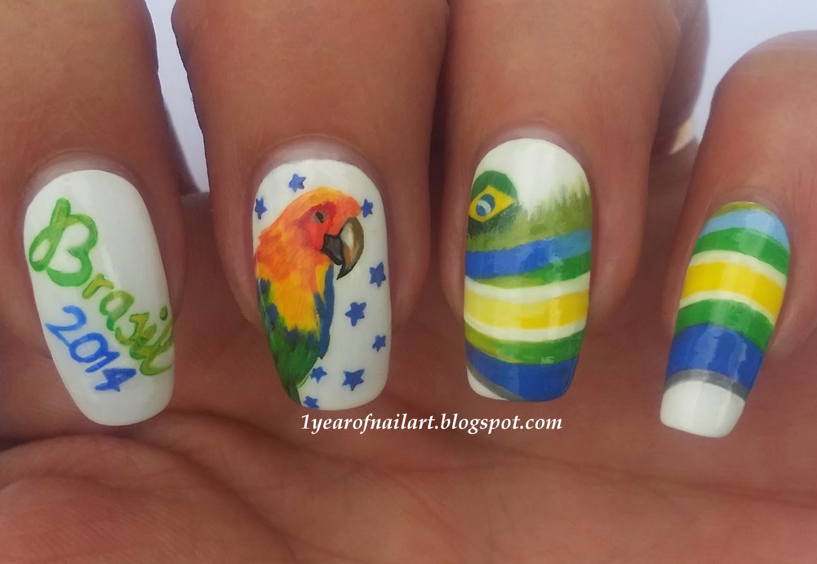 365+ days of nail art Brasil World Cup nails