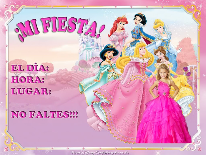 ¡TARJETA DE PRINCESAS! CON TU FOTO A TU GUSTO.