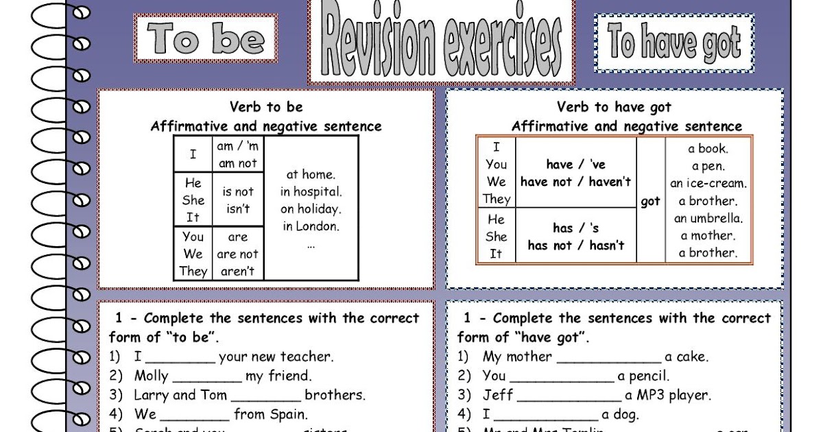 English 4º Primary Repaso Verb To Be And Have Got