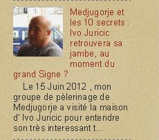 Medjugorje et les 10 secrets : Ivo Juricic retrouvera sa jambe, au moment du grand Signe ?