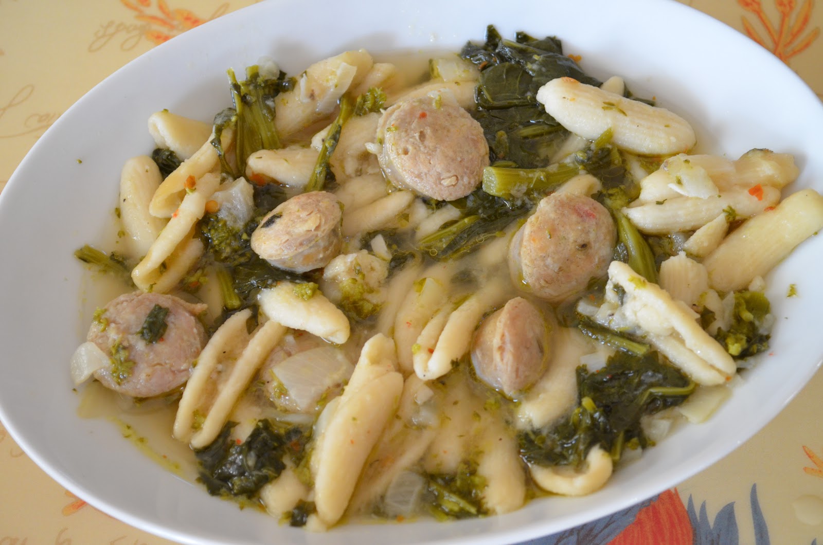 Sheilah's Kitchen Sausage, Ricotta Cavatelle and Broccoli Rabe Soup