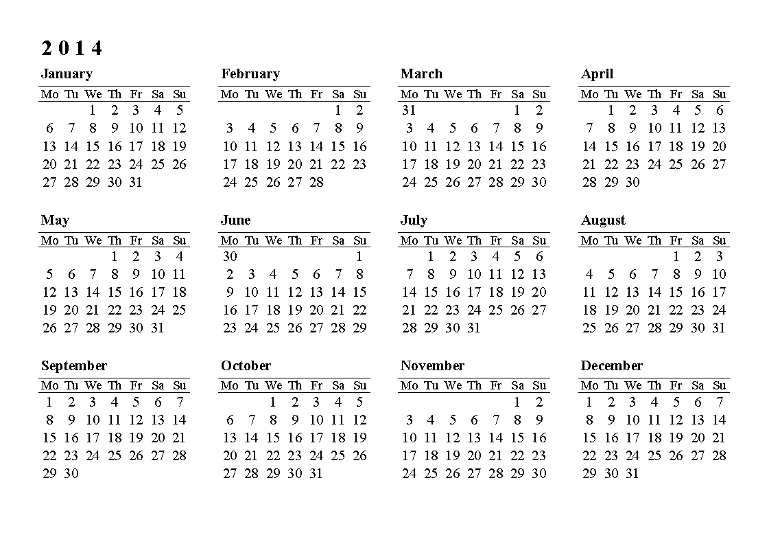Calendar Designs for 2014 Calendar Designs for 2014
