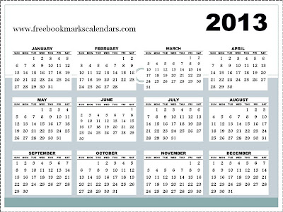 Free Printable Calendars 2013 / 2014: Horizontal 2013 Calendar