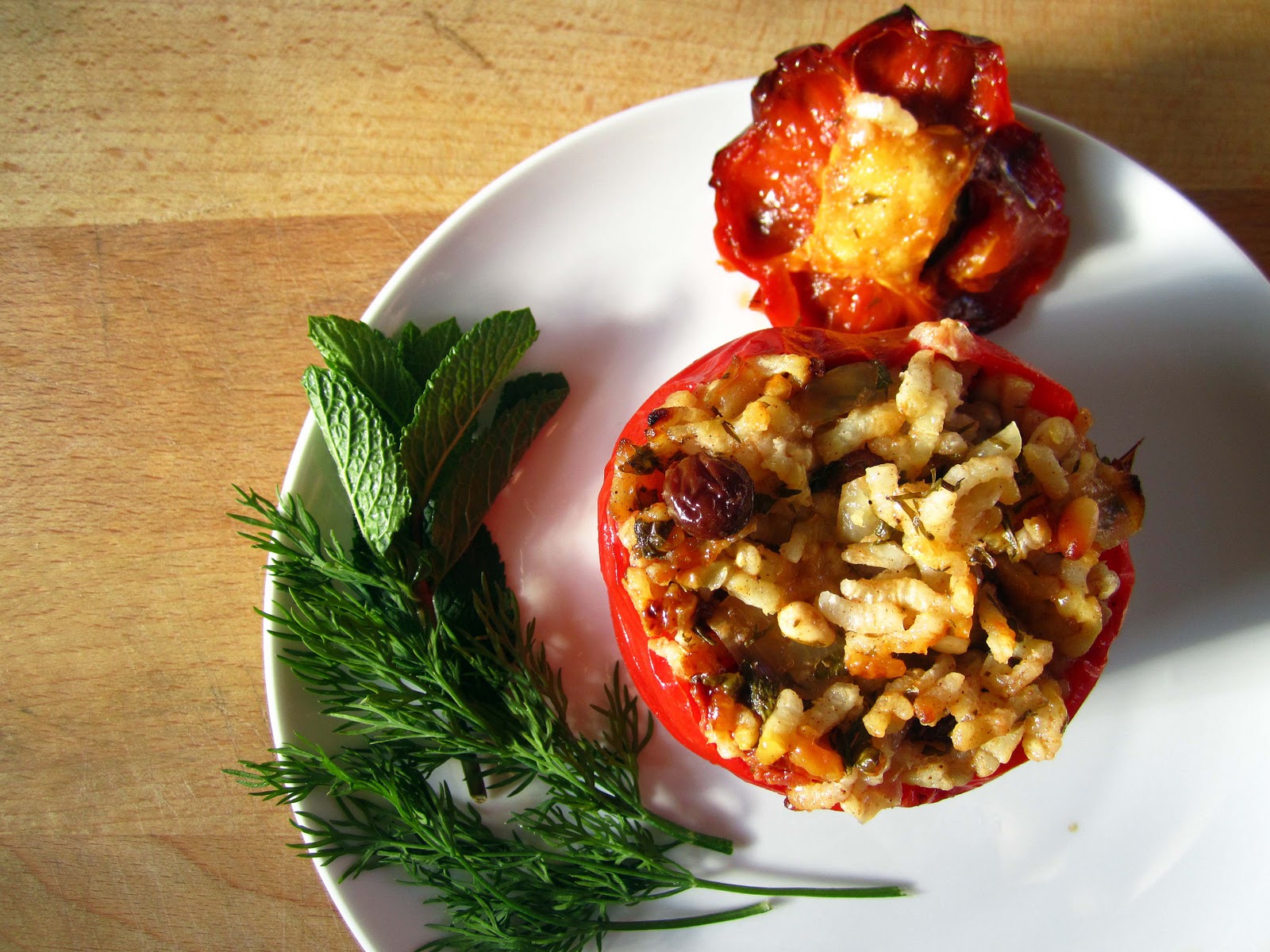 Red Peppers stuffed with Rice, Raisins and Pine Nuts The Grazer