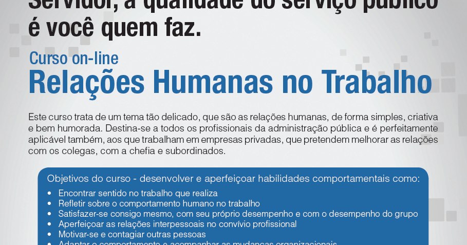 Unidade Central de Recursos Humanos: Curso on-line Relações Humanas no