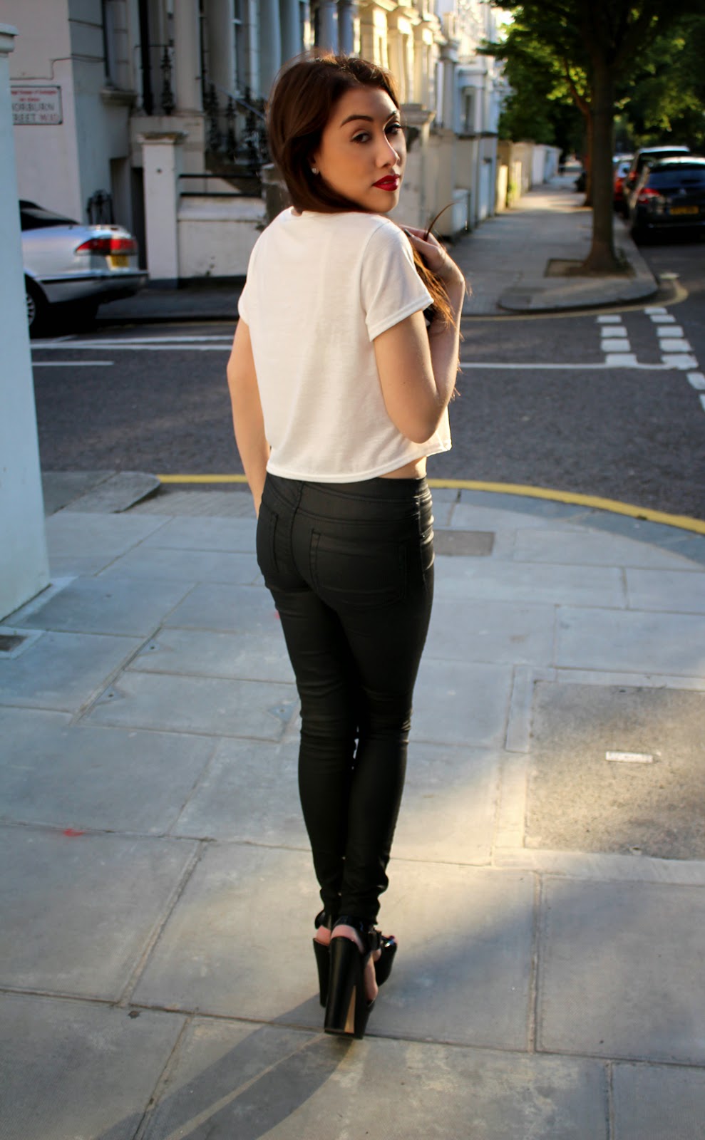 Black jeans and red lipstick Life with a lip gloss smile