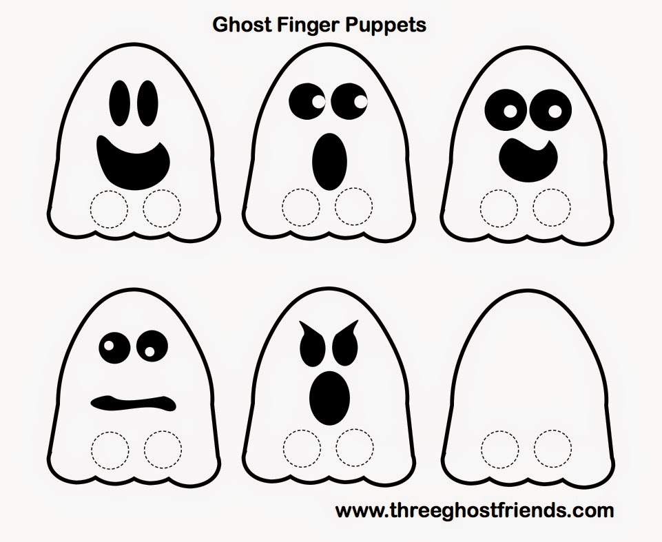 Three Ghost Friends Ghost Finger Puppets FREE HALLOWEEN PRINTABLE