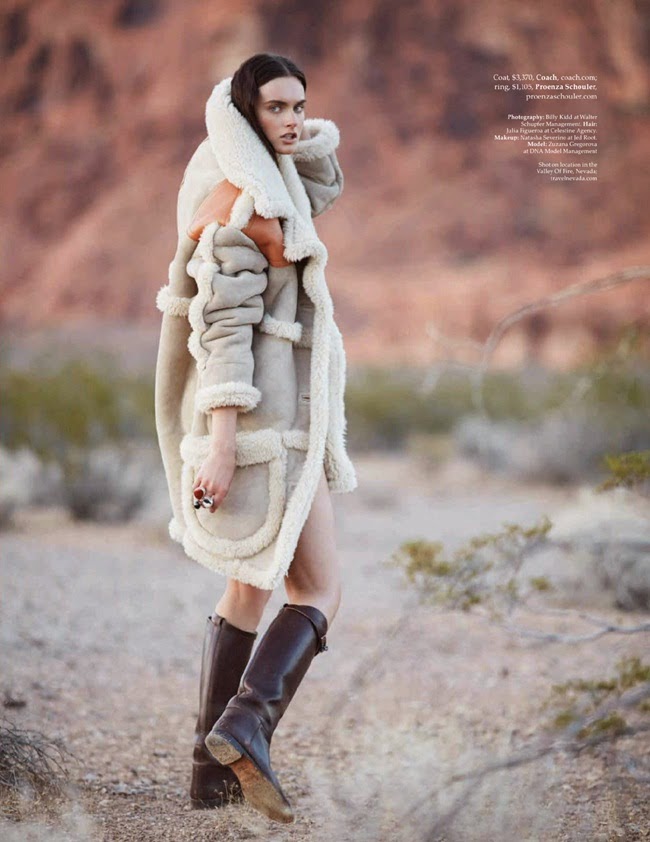 Elle Australia November 2014, Zuzana Gregorovac Coach 2014 AW by Stuart Vevers Beige Shearling Coat Editorials