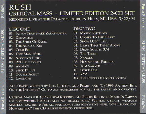 rush bootleg albums