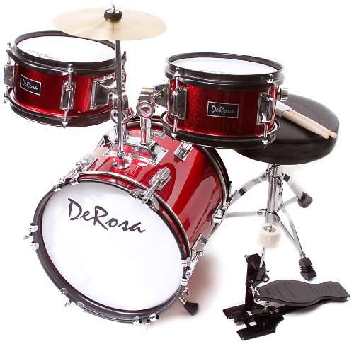 De Rosa DRM312-RD Children's 3 Piece 12 Inch Drum Set with Chair (Red)