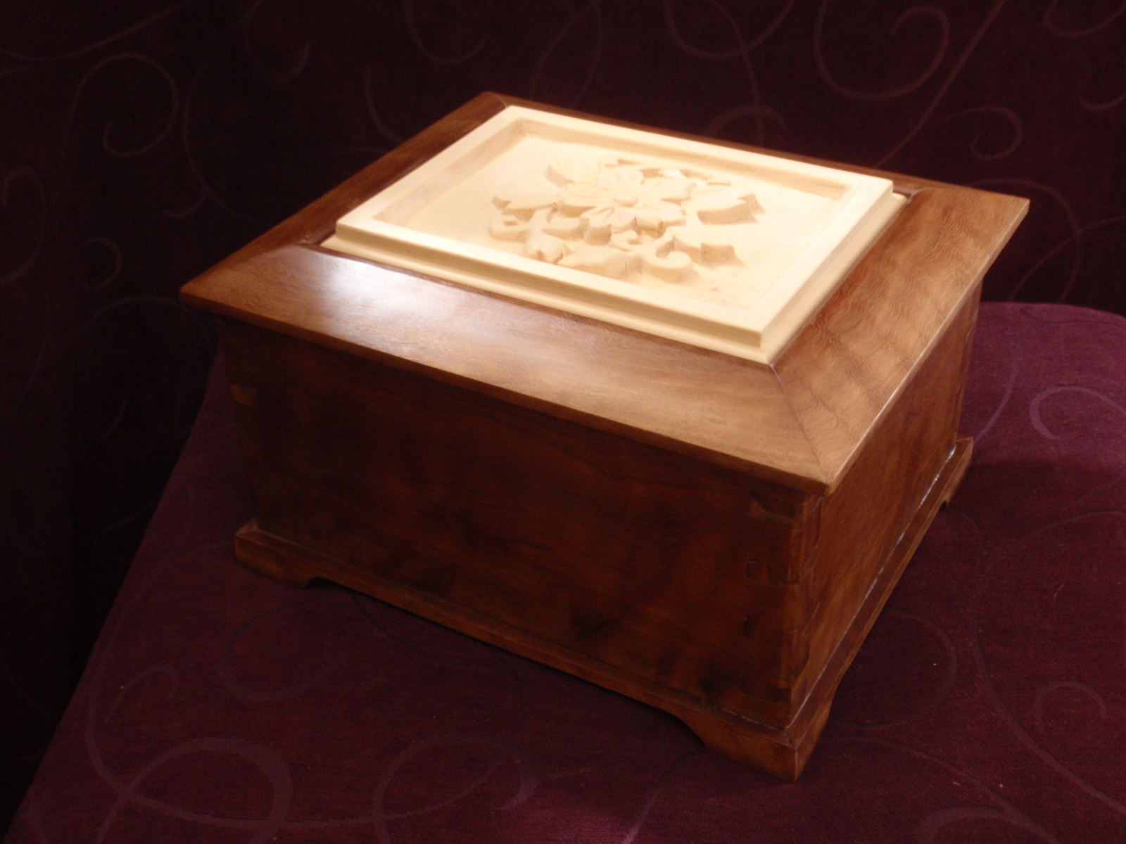 Woodworking by Stephen and Lyn Cremation Box our first commission