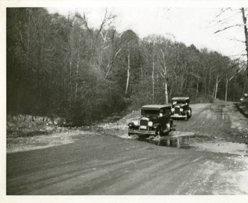 Two cars in Sand Run Park. c1928 ~