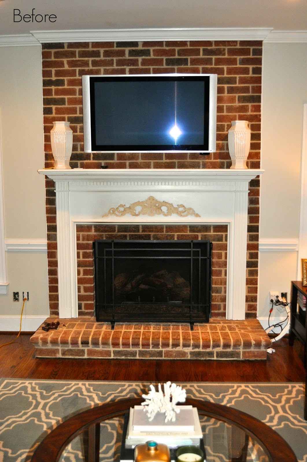 The Collected Interior Painted Brick Fireplace Before After I M Always Amazed At What A Little Paint Can Do So Today Sharing Our Painted Fireplace Before After Remember The Old Red Brick