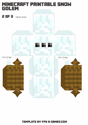 Minecraft Snow Golem - Printable Papercraft 2 of 3 Minecraft Snow Golem - Printable Papercraft 2 of 3