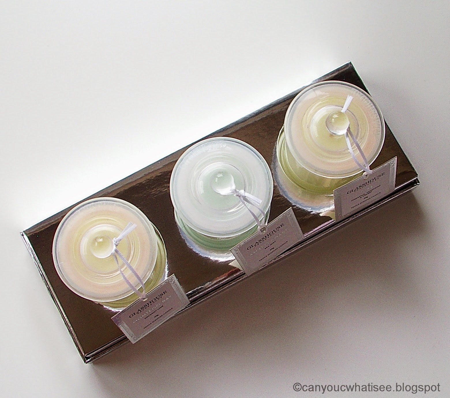 Blogmas Glasshouse Miniature Candle Trio Destination Collection