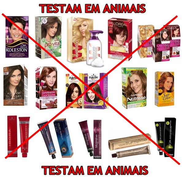 Tinturas que sim testam em animais loreal, wella, garnier, igora