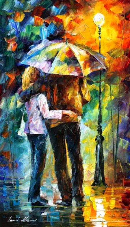 Leonid Afremov deviantart pinturas românticas impressionistas cores casais sob a chuva Leonid Afremov deviantart pinturas românticas impressionistas cores casais sob a chuva
