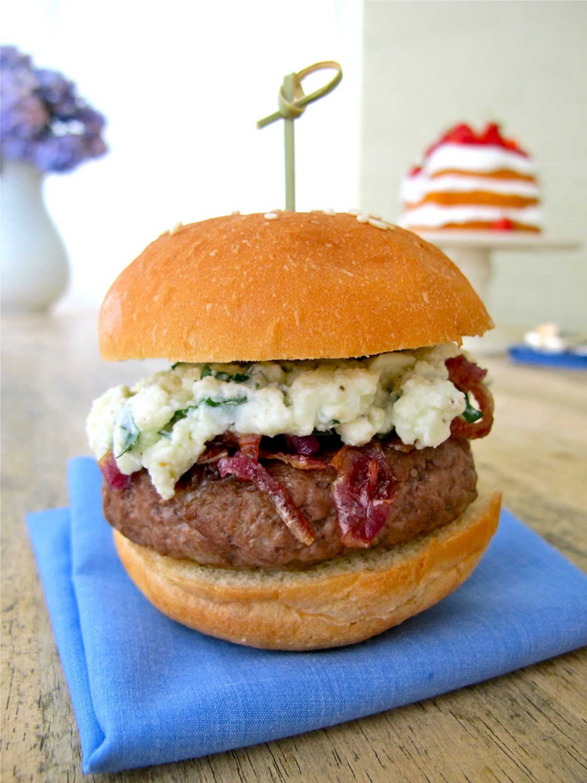 Jenny Steffens Hobick Blue Cheese & Caramelized Onion Burger Sliders