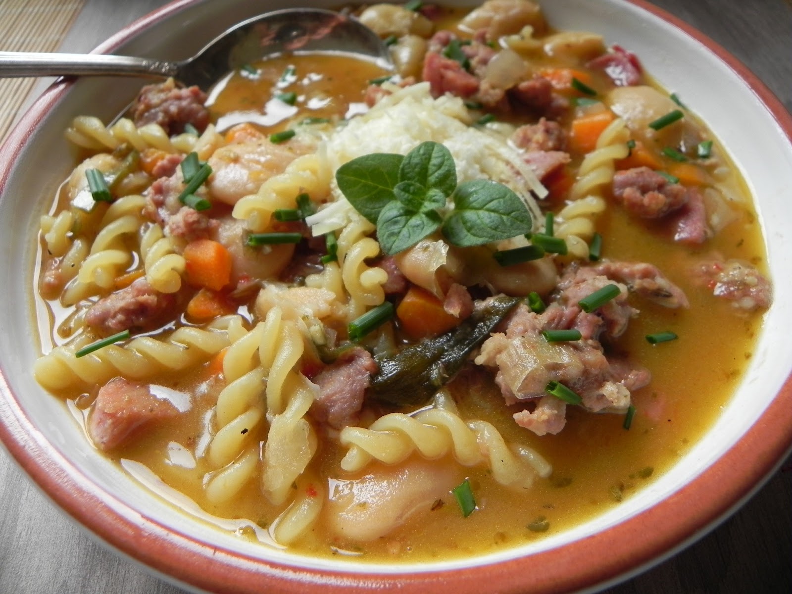 Let Them Eat Healthy Porky Pasta e Fagioli with Homemade Ham Broth