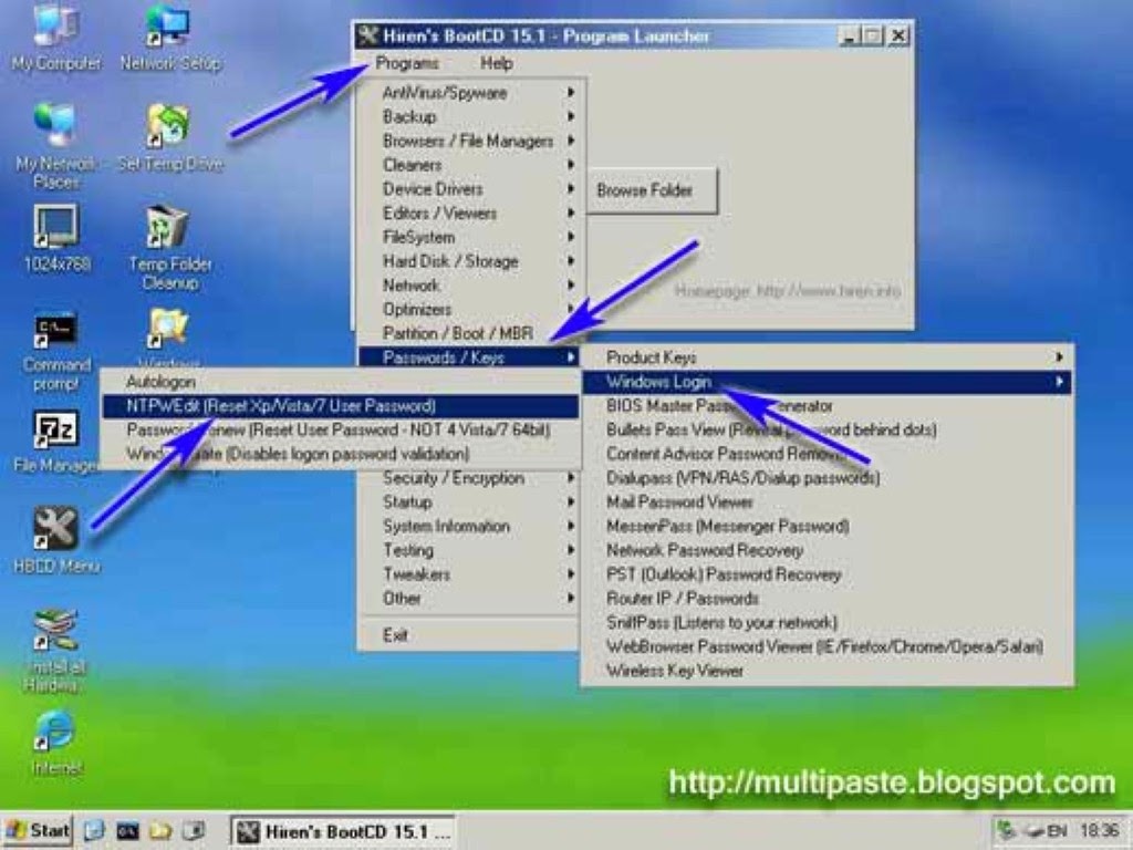 systemrescuecd reset windows password