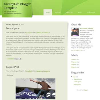 GreenyLife blogger template. minimalist design blogger template