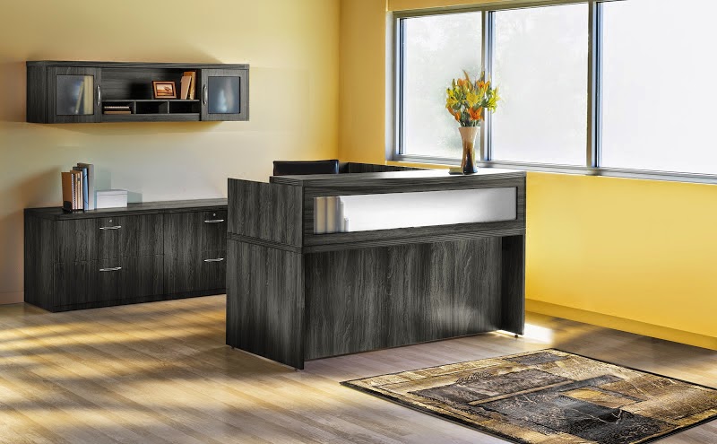 Mayline Aberdeen Reception Desk in Gray Steel Mayline Aberdeen Reception Desk in Gray Steel