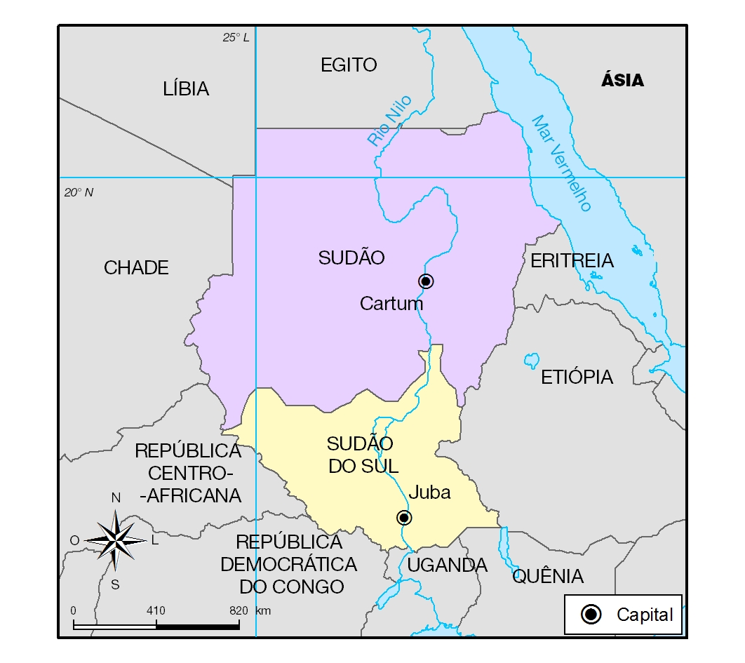 Mapeando Nova divisão do Sudão África