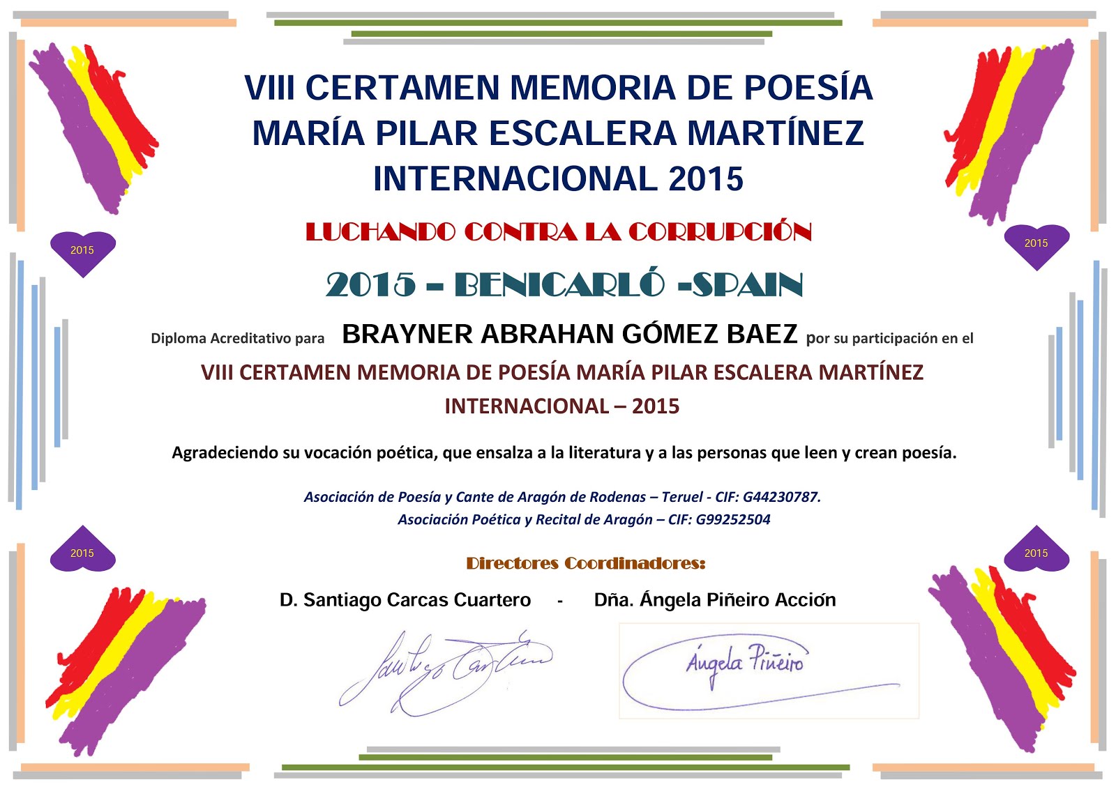 VIII CERTAMEN MEMORIA DE POESIA MARIA PILAR ESCALERA MARTINEZ