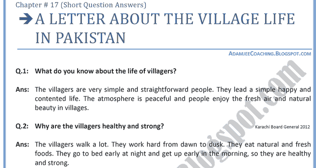 Simple essay on village life
