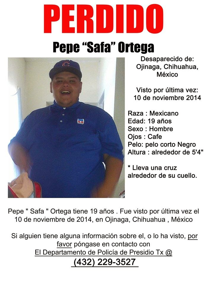 La policia de Presidio Texas busca a joven desaparecido en Ojinaga