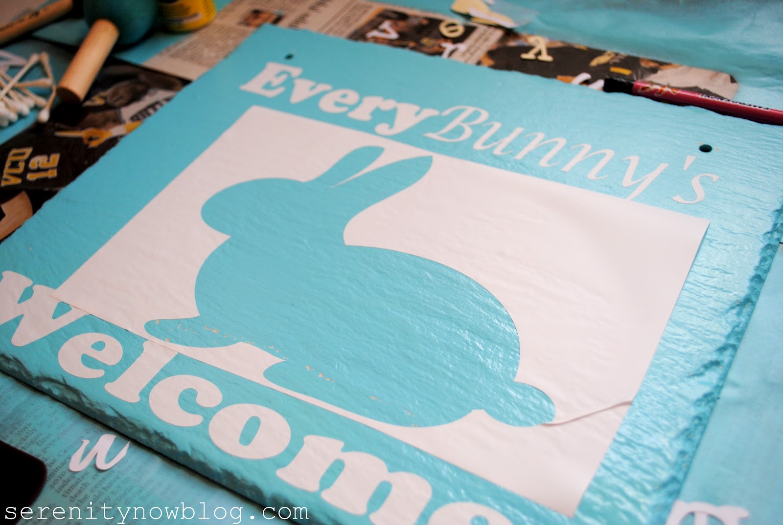 Serenity Now Painted Spring Bunny Silhouette Sign Easter Project