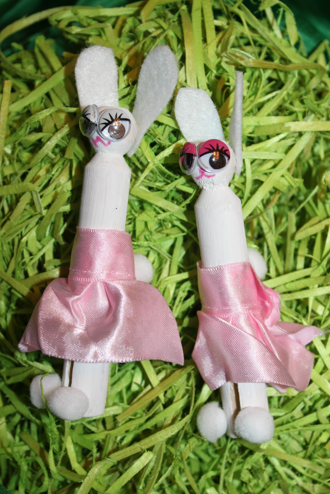 Green Owl Art Ballerina Clothespin Bunny for Easter