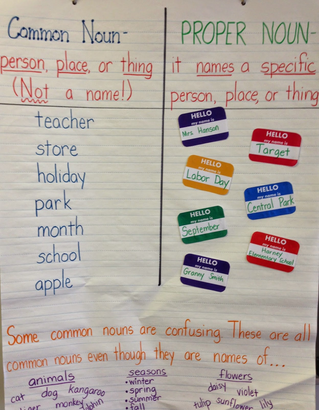 Common And Proper Nouns Anchor Chart