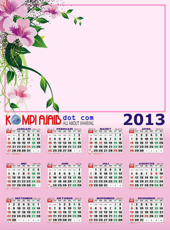 Download Template Kalender 2013 Indonesia Lengkap Penanggalan Jawa