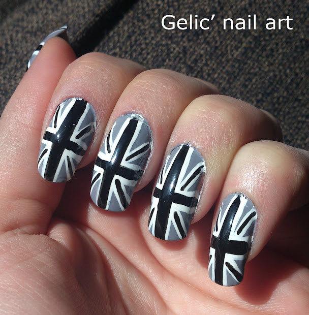 gelic' nail art gray union jack