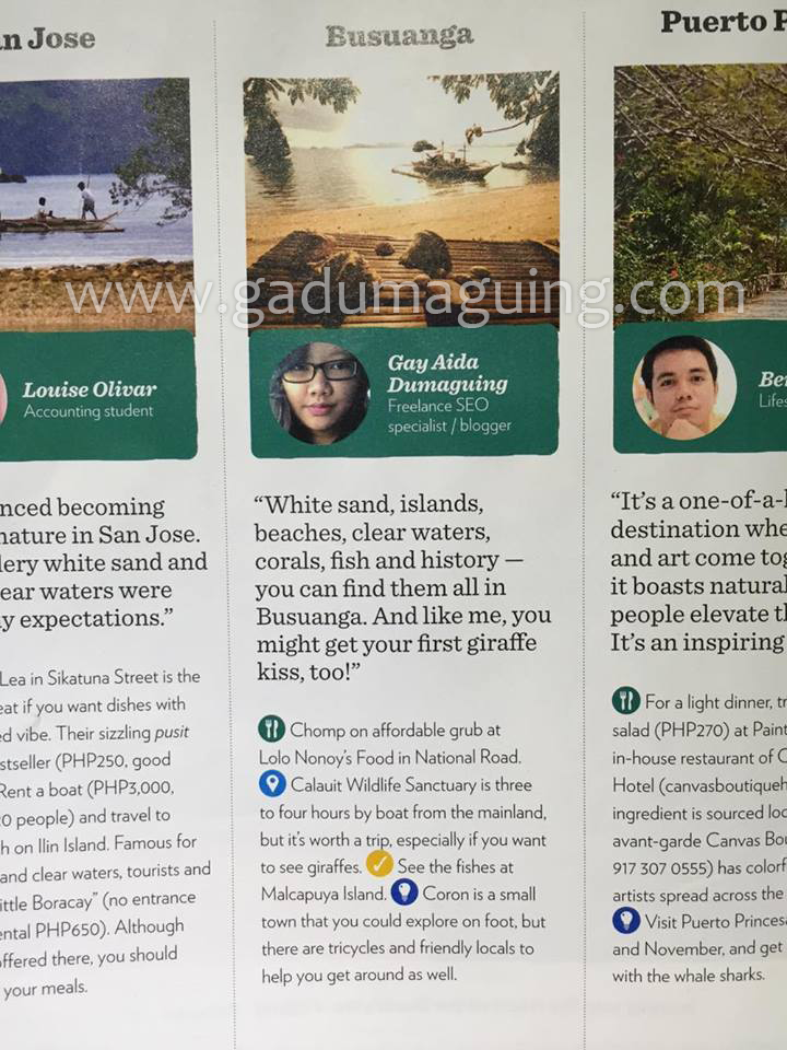 I’m on Cebu Pacific Airline’s Smile Magazine January 2016 Issue