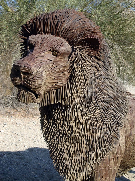 Lion sculpture by Bill Secunda at theLiving Desert Zoo, Palm Desert, CA