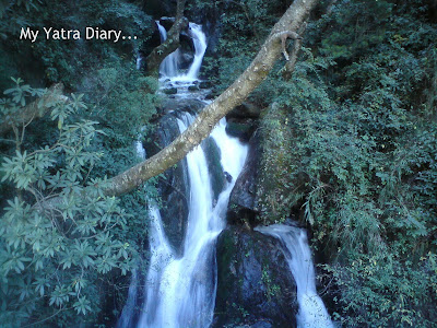 A Waterfall in the Garhwal Himalayas in Uttarakhand during the Char Dham Yatra