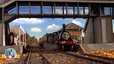 Traveling at speed Emily train engine crossed Island of Sodor in good time as good as Gordon train