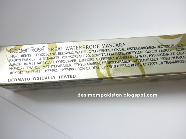 GOLDEN ROSE PERFECT LASHES GREAT WATER PROOF MASCARA INGREDIANT LIST