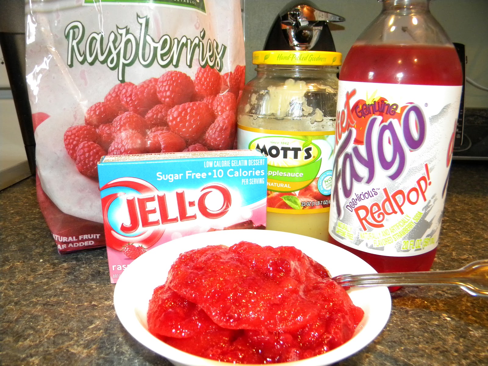 And all the other stuff Sugar Free Applesauce Raspberry Jello Salad