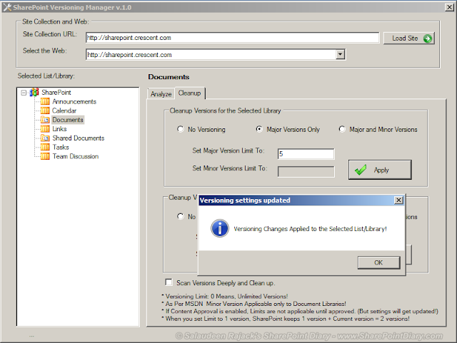 Tool to Trim and Cleanup SharePoint Versions Tool to Trim and Cleanup SharePoint Versions
