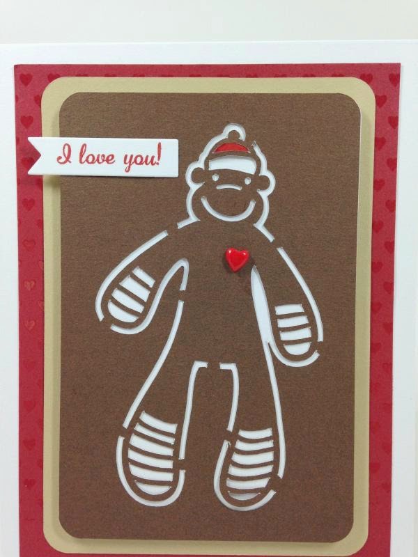Close To My Heart Artfully Sent Cricut Cartridge Sock Monkey card closeup