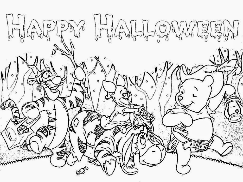Free Winnie the Pooh Happy Halloween Coloring Pages